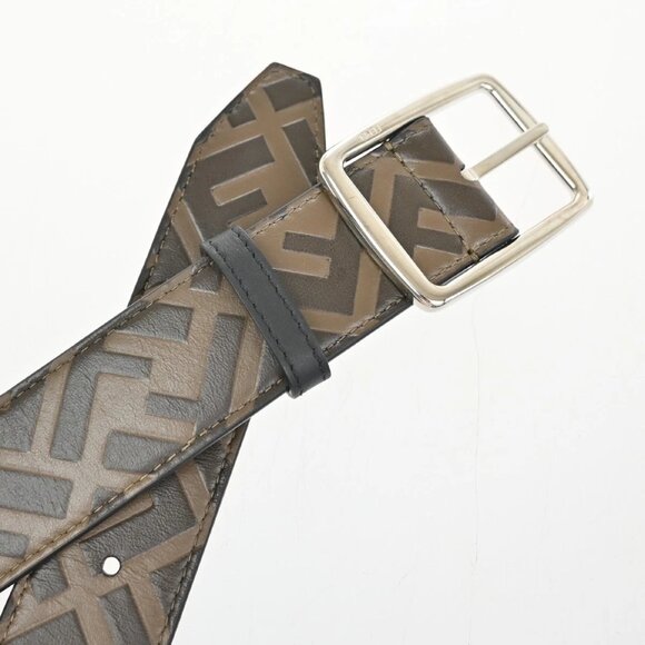 FENDI Logo Zucca Pattern Belt Buckle Leather #80/32 Brown SHW 37KA756 - Picture 8 of 16